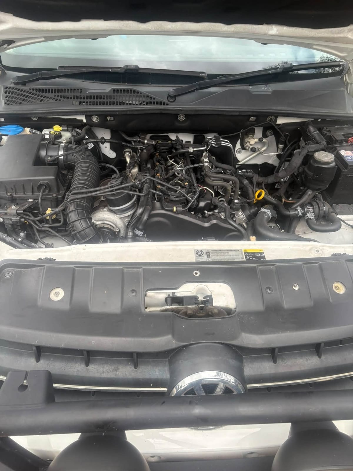 Amarok engine bay seen from above the front of the vehicle